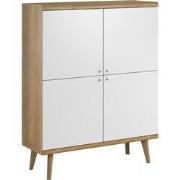 Meubella - Dressoir Primavera - Wit - Licht eiken - 107 cm - Hoog