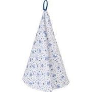 Clayre & Eef Theedoek  Ø 80 cm Wit Blauw Katoen Rond Roosjes