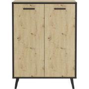 Kleine buffetkast met 2 deuren, eiken en donkergrijs decor, Plau - L68...