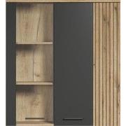 Opgehangen glazen opbergkast, 2 deuren waarvan één met gehard glas L90...