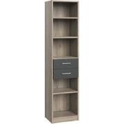 Bibliotheek 5 planken en 2 laden - L48 x H197 cm