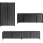 Woonkamerset met 1 Hoge Buffetkast, 1 TV-meubel, 1 Lage Buffetkast - C...