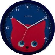 Karlsson - Wandklok Peekaboo Cat - Donkerblauw- Ø30,8cm