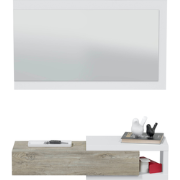 Hangende console omkeerbaar met 1 lade en 1 spiegel L95 cm - NOON