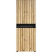 Dubbele geribbelde badkamerkolom met 4 deuren en 1 open vak L70 cm - P...