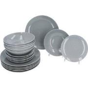 Aardewerk Servies 6 persoons 18-delig - Lichtgrijs matglans