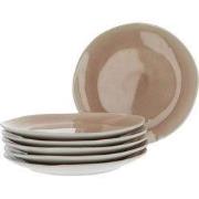 6 Ontbijtborden Aardewerk Esmee 22 cm beige  - Reactive Glazing