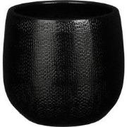 Mica Decorations Bloempot Porto - 18x18x18 cm - Terracotta - Zwart