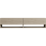 Hangend tv-meubel met 2 klepdeuren, travertin decor L141 cm - ARGES