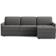 Hoekbank met slaapfunctie, 3-zits in grijze stof L260 cm - BELLUNO