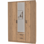 Kast 3 draaideuren met 1 spiegel en 2 laden L135 cm - LUEBECK