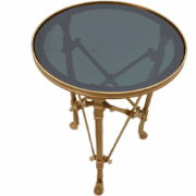 Bijzetwagen van goudkleurig metaal en glas D43 cm - POMPADOUR