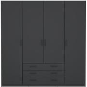 Kleerkast met 4 deuren en 3 lades B195,5 cm  PRINT
