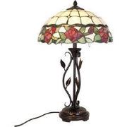 Lumilamp Tiffany Tafellamp Ø 35x61 cm Beige Groen Glas Roos