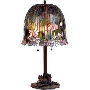 Lumilamp Tiffany Tafellamp Ø 35x68 cm Groen Roze Glas Bloemen