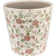 Clayre & Eef Bloempot  Ø 19x18 cm Roze Beige Keramiek Bloemen Bloempot...