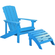 ADIRONDACK  - Tuinstoel met voetenbank - Blauw - Kunsthout