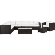 XXL - Loungeset voor 8 - Donkerbruin - PE rotan
