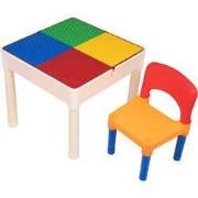 Decopatent® - Kindertafel met 1 Stoeltje - Speeltafel met bouwplaat en...