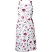 Clayre & Eef Keukenschort  70x85 cm Wit Roze Katoen Rozen BBQ Schort