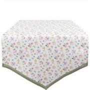 Clayre & Eef Tafelloper  50x160 cm Wit Groen Katoen Bloemen