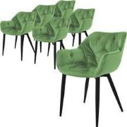 Eetkamerstoel set van 6 Grote ruitvormige quilting met rugleuning en a...