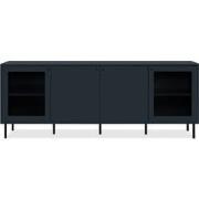 Buffet Bas 4 Deuren waarvan 2 met Glas Marineblauw L180 cm - BOGOTA