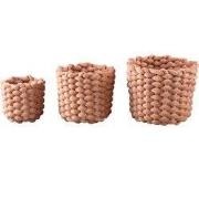 PTMD Mand Olliver - 24x24x28 cm - Fluweel - Bruin - Set van 3