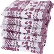 Twentse Damast Keukendoekenset - 6 stuks - Kers Bordeaux