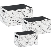 LARSA - Opbergdozen set van 3 - Wit - Kunstleer