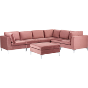EVJA - Hoekbank met ottmaan - Roze - Linkerzijde - Fluweel