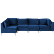 EVJA - Hoekbank 5-zits - Marineblauw - Rechterzijde - Fluweel