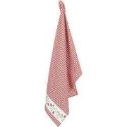 Clayre & Eef Theedoek  50x70 cm Wit Rood Katoen Aardbeien Keukenhanddo...