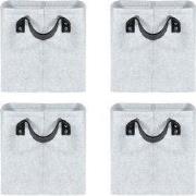 QUVIO Opbergmand Vilt - Grijs - Set van 4
