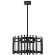 Boheemse Hanglamp - Bamboe Lampenkap - Rond - Zwart - Ø40 x 126 cm - E...