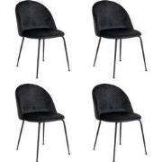 QUVIO Zwarte eetkamer stoel Lowen - Fluweel - Staal - Zwart - Set van ...