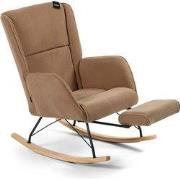 Aemely® Schommelstoel 'Relax' - Bruin Ribstof, Blank Hout