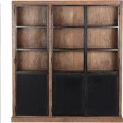 Vitrinekast Bruin - Mangohout & IJzer - 3-Deurs