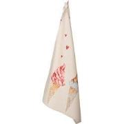 Clayre & Eef Theedoek  50x70 cm Beige Roze Katoen Rechthoek Ijsjes Keu...