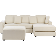KOHLO - Hoekbank met ottomaan - Lichtbeige - Linkszijdig - Stof