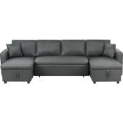 SOMMEN - Hoekslaapbank - Donkergrijs  - 287 cm - Polyester