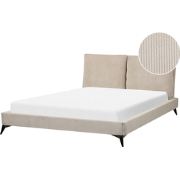 MELLE  - Tweepersoonsbed - Taupe - 160 x 200 cm - Corduroy