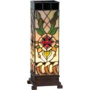 Lumilamp Tiffany Tafellamp 12x12x35 cm Beige Groen Glas Roos