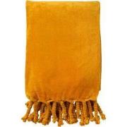 FLORIJN - Plaid 150x200 cm - grote fleece plaid met flosjes - Golden G...
