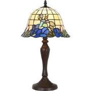 Lumilamp Tiffany Tafellamp Ø 29x53 cm Blauw Beige Glas Bloemen