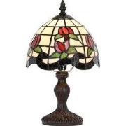 Lumilamp Tiffany Tafellamp Ø 18x30 cm Beige Rood Glas Bloemen
