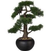 Kopu® Kunstplant Bonsai Ceder 48 cm met zwarte Pot - Bonsai boompje