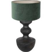 Anne Lighting - tafellamp - Lyons - zwart - hout velours stof - Ø 40cm...
