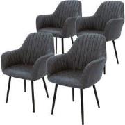 Eetkamerstoel set van 4 Gevoerde quilting met rugleuning en armleuning...