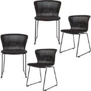 WOOOD Wings Tuinstoelen - Polyester - Zwart - Set van 4